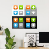Modern Addition Math Symbol Shiny Glassy Icons Poster (Thuiskantoor)