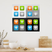 Modern Addition Math Symbol Shiny Glassy Icons Poster (Keuken)