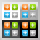 Modern Addition Math Symbol Shiny Glassy Icons Poster (Voorkant)