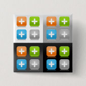 Modern Addition Math Symbol Shiny Glassy Icons Vierkante Button 5,1 Cm (Voorkant)