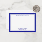 Modern Admiral Blue Border Name & Address Notitiekaartje (Voorkant / Achterkant in situ)
