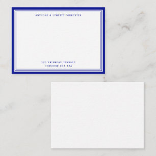Modern Admiral Blue Border Name & Address Notitiekaartje