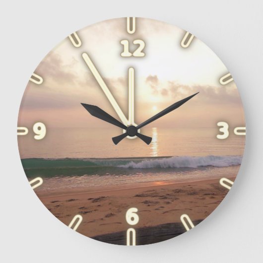 Modern    AdorableBeach Sunset Grote Klok (Voorkant)