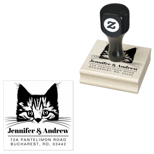 Modern adres voor retournering van katten rubberstempel (Gestempeld)