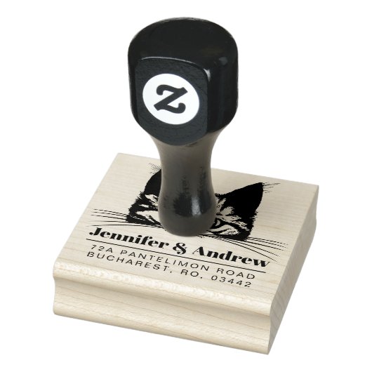 Modern adres voor retournering van katten rubberstempel (Stempel)