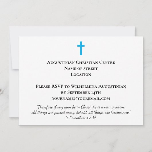 Modern Adult Baptism Invitation Kaart (Achterkant)
