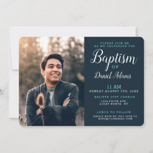 Modern Adult Baptism Photo Invitation Kaart