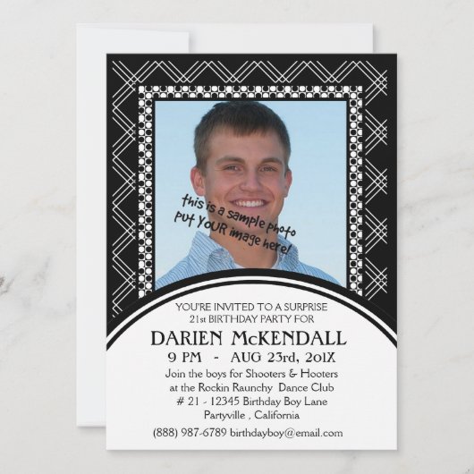 Modern Adult Birthday Party Black and White Kaart (Voorkant)