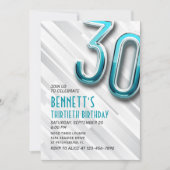 Modern Adult Blauwgroen 30ste verjaardagsuitnodigi Kaart (Voorkant)