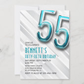 Modern Adult Blauwgroen 55e Verjaardagsuitnodiging Kaart (Voorkant)