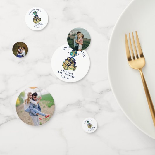Modern Adventure Travel Wereldbol Baby shower Foto Confetti (Groep)