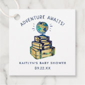 Modern Adventure Wereldbol Baby shower Bedankjes Labels (Voorkant)