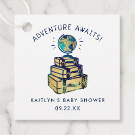 Modern Adventure Wereldbol Baby shower Bedankjes Labels