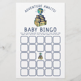 Modern Adventure Wereldbol Baby shower Bingo