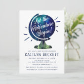 Modern Adventure Wereldbol Baby shower Kaart (Staand voorkant)