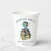 Modern Adventure Wereldbol Baby shower Papieren Bekers (Achterkant)