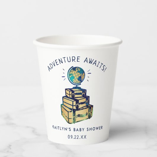 Modern Adventure Wereldbol Baby shower Papieren Bekers (Voorkant)