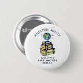 Modern Adventure Wereldbol Baby shower Ronde Button 5,7 Cm (Voorkant /achterkant)