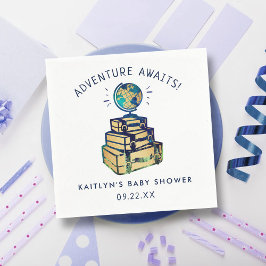Modern Adventure Wereldbol Baby shower Servet