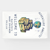 Modern Adventure Wereldbol Baby shower Welkom Spandoek (Horizontaal)