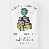 Modern Adventure Wereldbol Baby shower Welkom Spandoek (Verticaal)