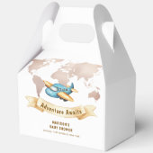 Modern Adventure World Map Airplane Baby Shower  Bedankdoosjes (Achterkant)
