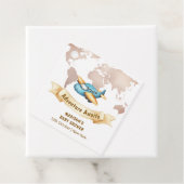 Modern Adventure World Map Airplane Baby Shower  Bedankjes Labels (In situ)