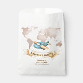 Modern Adventure World Map Airplane Baby Shower Bedankzakje (Voorkant)