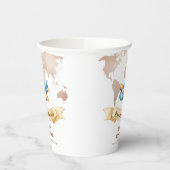 Modern Adventure World Map Airplane Baby Shower  Papieren Bekers (Links)