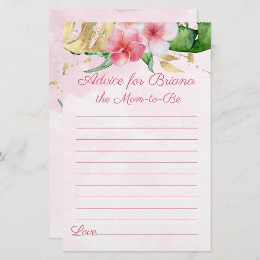 Modern advies over tropische Baby showers (Voorkant / Achterkant)