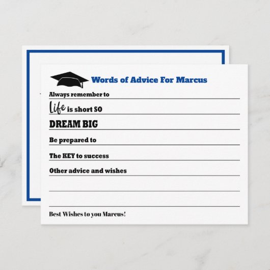 Modern advies wil partij blauw Afstuderen (Voorkant / Achterkant)