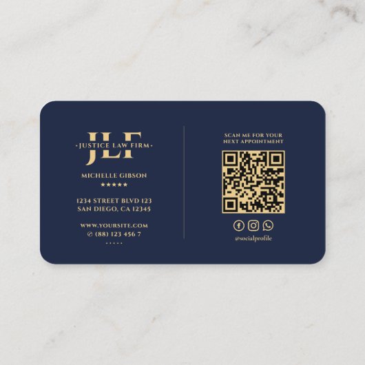 Modern Advocaat Advocaat Advocatenkantoor Monogram Visitekaartje (Achterkant)