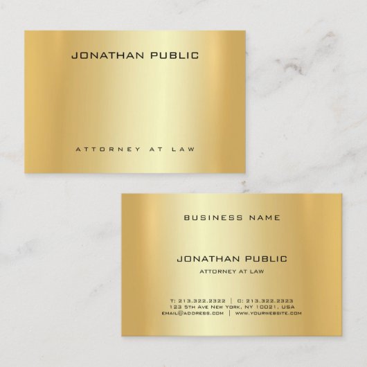 Modern Advocaat Goud Sjabloon Wet Kantoor Visitekaartje (Voorkant / Achterkant)