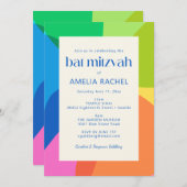 Modern Aesthetic Bat Mitzvah Colorful Geometric Kaart (Voorkant / Achterkant)