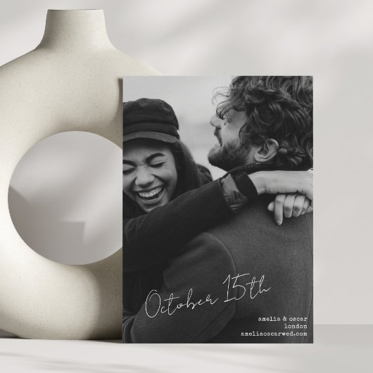 Modern Aesthetic Black and White Wedding Save The Date