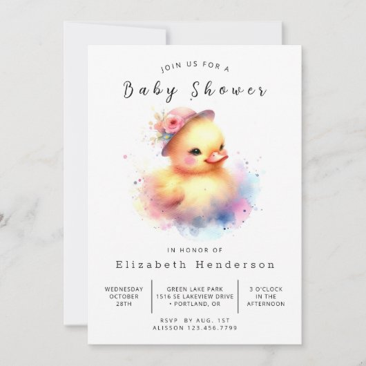Modern afdrukbaar eendenBaby shower Kaart (Voorkant)