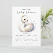 Modern afdrukbaar zwaan Baby shower Kaart (Staand voorkant)