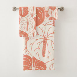 Modern afdrukpatroon Hawaiian Anthurium Bad Handdoek