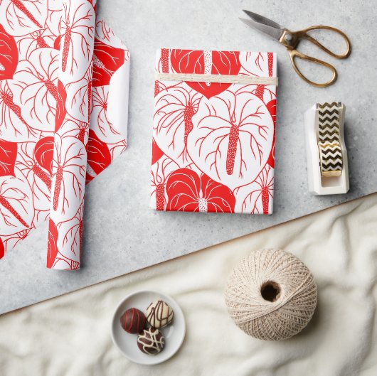 Modern afdrukpatroon Hawaiian Anthurium Cadeaupapier (Crafts)