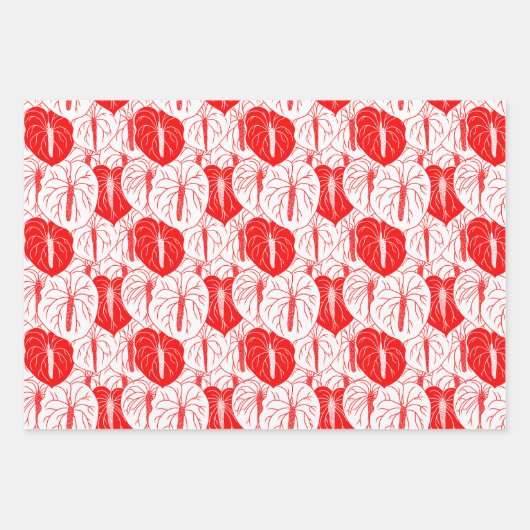 Modern afdrukpatroon Hawaiian Anthurium Inpakpapier Vel (Voorkant 3)