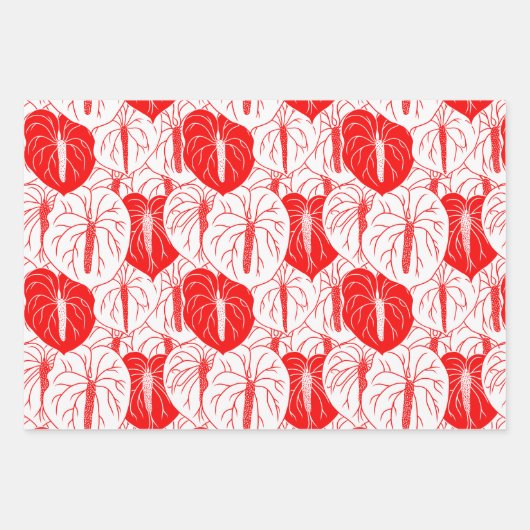 Modern afdrukpatroon Hawaiian Anthurium Inpakpapier Vel (Voorkant)