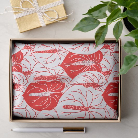 Modern afdrukpatroon Hawaiian Anthurium Tissuepapier (Geschenk)