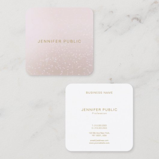 Modern afgerond vierkant Sjabloon Elegant gouden l Vierkante Visitekaartje (Voorkant / Achterkant)