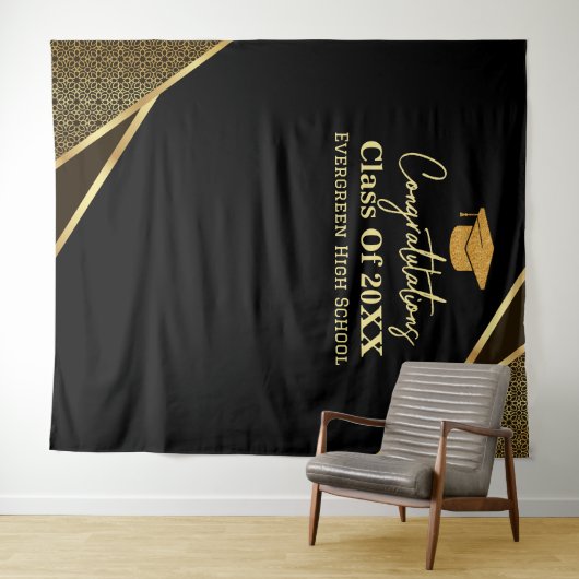 Modern Afgestudeerden Afstuderen Photo Booth Achte Wandkleed (In Situ (horizontaal))