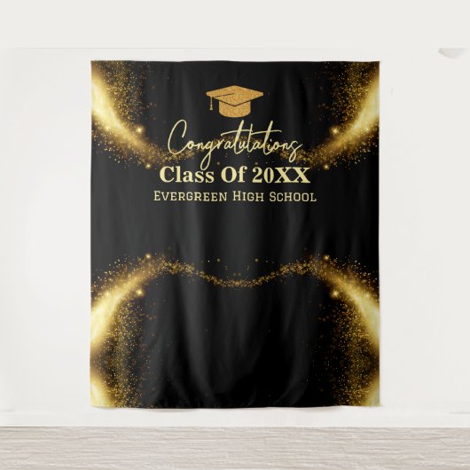 Modern Afgestudeerden Afstuderen Photo Booth Achte Wandkleed (Voorkant)