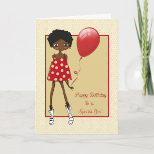 Modern African American Girl, Birthday Kaart
