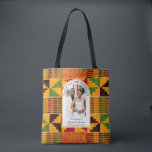 Modern African Ghana Kente WEDDING Guest Favor Tote Bag<br><div class="desc">Perfect for African or cultural weddings, elegant dinners, and birthday brunches, this customizable Kente wedding guest tote bag with all-over print is ideal for your souvenir favor gifts for your special guests. CUSTOMIZABLE DESIGN means you can simply update the photo and text to make these gift bags uniquely yours. #AfricanWedding...</div>
