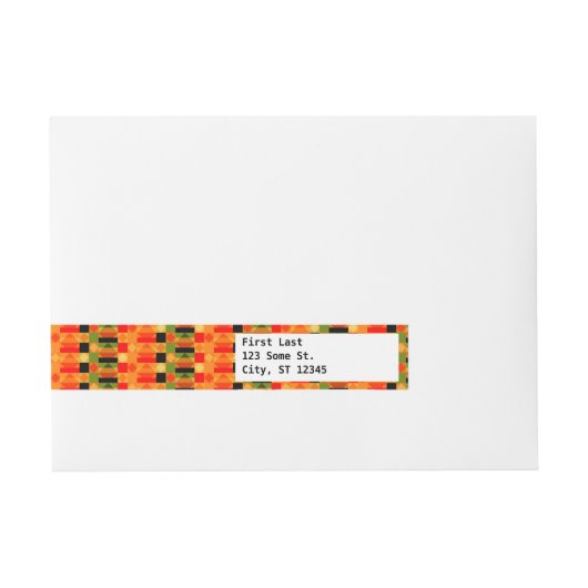 Modern African Kente Cloth Style Pattern Adreslabel Wikkel (Voorkant)