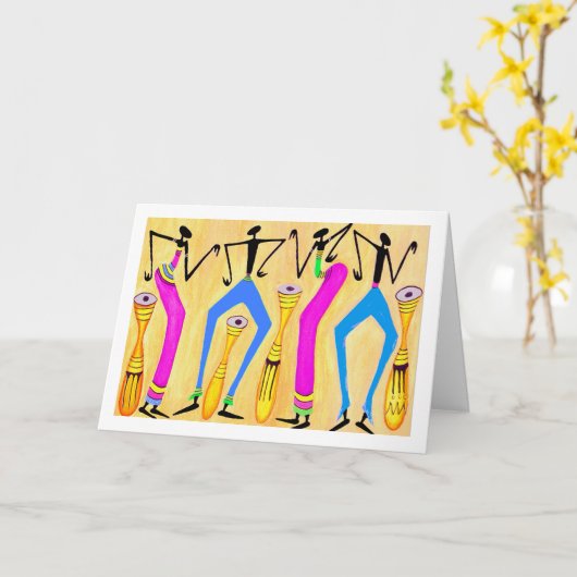 Modern Afrikaans, kunstfeest op je verjaardag Kaart (Gele Bloem)