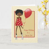 Modern Afro-Amerikaans meisje, verjaardag Kaart (Gele Bloem)